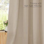 NICETOWN Taupe Linen Doorway Curtains 80 inches Long, Grommet Thick Linen Weave Semi Sheer Window Treatments Privacy Assured with Light Filtering for Bedroom/Side Door, W34 x L80