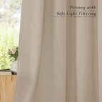 NICETOWN Linen 78 inch Curtains for Kitchen Window, Grommet Thick Flax Linen Taupe Small Window Treatments Privacy Assured with Light Filtering for Cafe/Kids Room, W68 x L78, 2 Panels