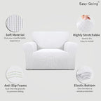 Easy-Going Stretch Oversized Chair Sofa Slipcover 1-Piece Couch Sofa Cover Furniture Protector Soft with Elastic Bottom for Kids Spandex Jacquard Fabric Small Checks Snow White