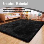 Ultra Soft Fluffy Area Rugs for Bedroom Living Room 10x14, Nursery Rug, Non-Slip Carpet for Kids Dorms Decor, Shaggy Bedside Rug, Black