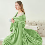 BEDELITE Fleece Blanket Soft Plush Queen Bed Blanket Grass Green 90"x90"