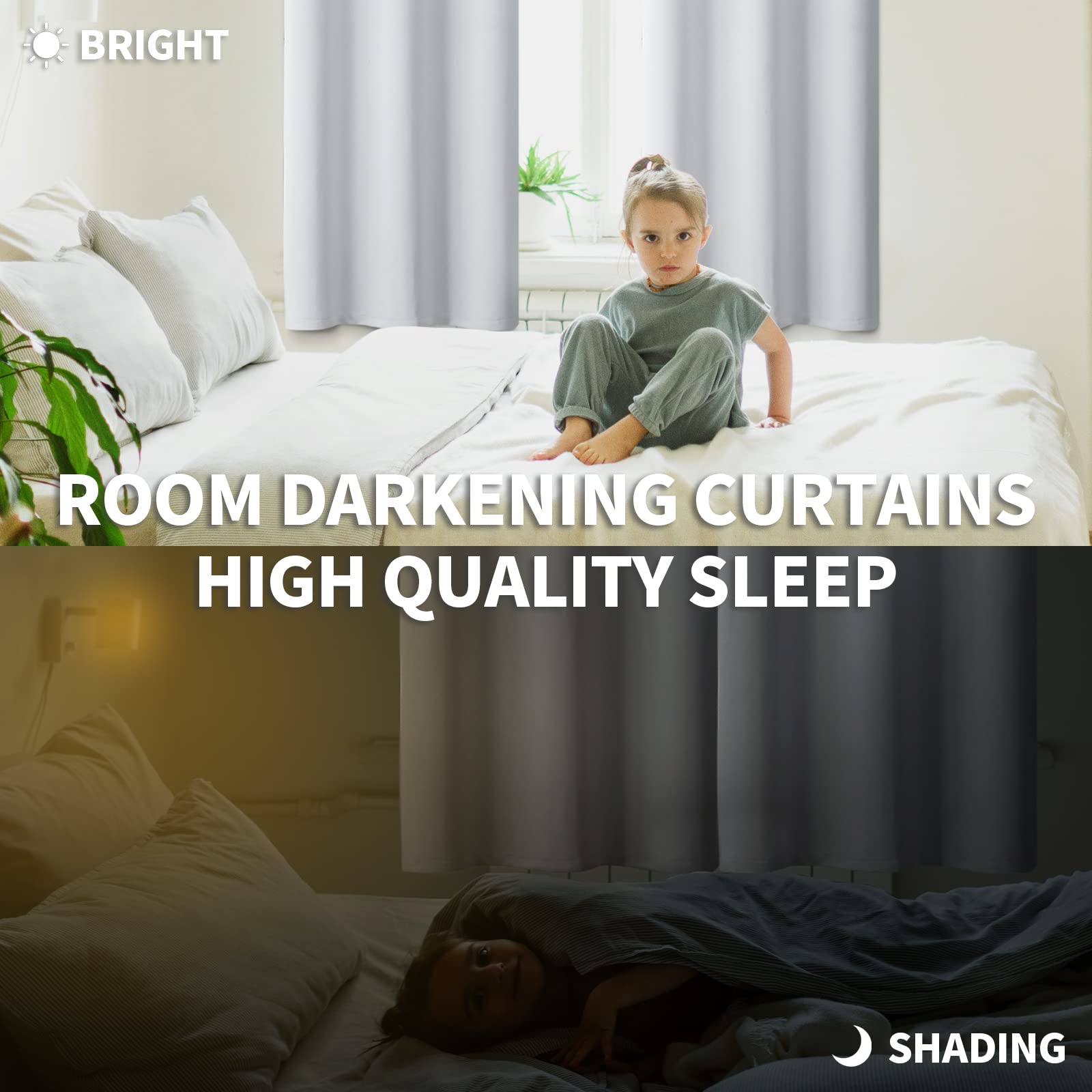 BGment Room Darkening Curtains for Bedroom - Grommet Thermal Insulated Window Treatments Light Blocking Curtains for Living Room, Set of 2 Panels, Each 55 x 96 Inch, Greyish White