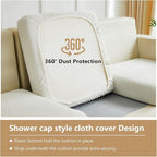 Couch Cushion Covers for Sofa Couch Covers Wear-Resistant Universal Sofa Cover Washable Stretch for Sectional Slipcovers (Texture-Cream White,Back Cover L)