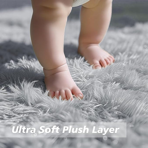 8x10 Fluffy Area Rugs for Living Room,Grey Large Shag Area Rug for Bedroom
