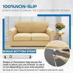 XINEAGE 2026 New 2 Pieces Chair Covers with Arms Super Stretch Chair Slipcover for Living Room Pet Dog Universal Slip Cover Anti Slip Armchair Furniture Protector (Beige), 31"-46"(1 Cushion)