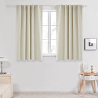 Deconovo Short Blackout Curtains for Small Windows Thermal Insulated Rod Pocket and Back Tab Curtains 42Wx45L Inch Light Beige 2 Panels