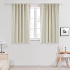 Deconovo Short Blackout Curtains for Small Windows Thermal Insulated Rod Pocket and Back Tab Curtains 42Wx45L Inch Light Beige 2 Panels