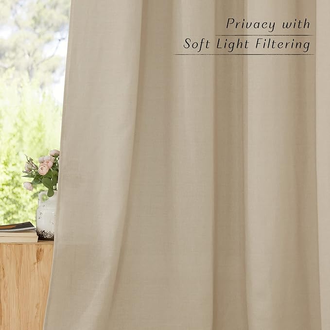 NICETOWN Linen Angora Window Curtains 84 inches Long, Grommet Thick Linen Blend Window Treatments Privacy Assured with Light Filtering for Bedroom/Living Room, W42 x L84