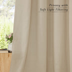 NICETOWN Angora Linen Kitchen Curtains 36 inch Length, Decorative Thick Flax Small Window Treatments Privacy Assured with Light Filtering for Bedroom/Bathroom, W55 x L36, 2 Panels