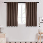 Deconovo Short Blackout Curtains for Small Windows Thermal Insulated Rod Pocket and Back Tab Curtains 42Wx45L Inch Brown 2 Panels