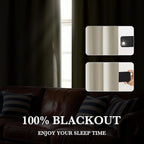 RYB HOME Bedroom Blackout Curtains 72 inches Long, 100% Blackout Thermal Insulated Noise Reducing Curtains for Living Room Nursury, 62 inches Wide by 72 inches Long, Natural