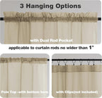 Chyhomenyc Sheer Taupe Valances for Windows 2 Pack, Small Window Curtains for Living Room Bathroom Laundry Basement, Modern Rod Pocket Voile Curtains, 42Wx14L inches