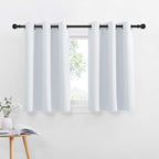 NICETOWN Greyish White Kitchen Curtain Panels - Room Darkening Energy Efficient Kitchen Curtain Panels Grommet-Top for Short Window Thanksgiving Gift (2-Pack, W42 x L36 inches 1.2 inches Header)