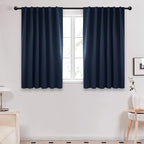Deconovo Solid Back Tab and Rod Pocket Curtains Thermal Insulated Blackout Window Curtains for Kitchen 52Wx54L Inch Navy Blue 2 Panels