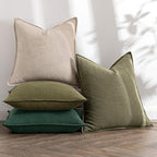 MIULEE Neutral Green Linen Pillow Covers Pack of 4 Decorative Natural Solid Throw Pillow Covers Accent Boho Farmhouse Couch Pillowcases Modern Spring Home Decor for Living Room Bed Sofa 20x20 Inch