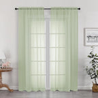 OWENIE Sheer Curtains 72 Inches Long 2 Panels Set, Light Filtering Sheer Curtain Rod Pocket Clear Drapes for Living Room Bedroom Window Sliding Door, Each 42 x 72 Inch, Light Green