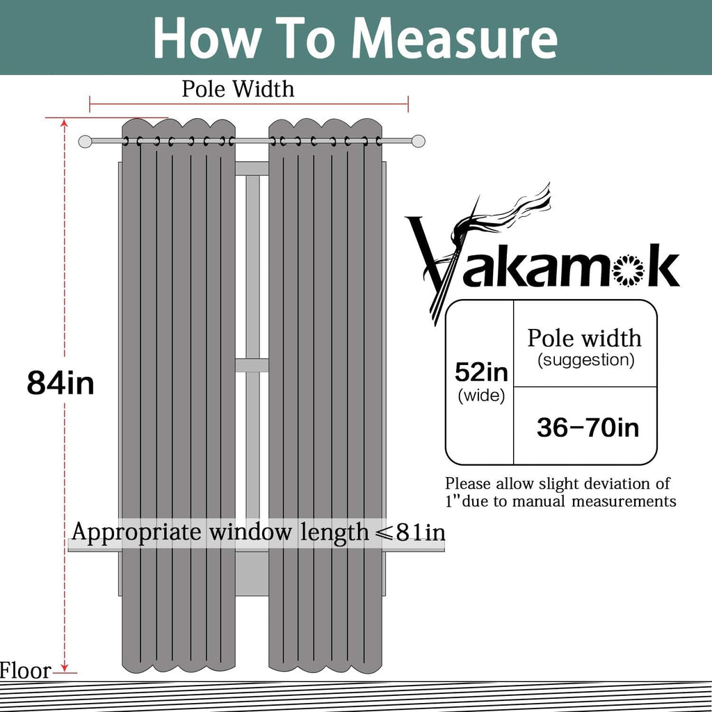 Yakamok Dove Grey 100% Blackout Curtains 84 Inches Long 52" Wide 2 Panel