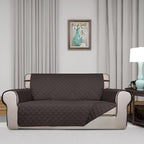 PureFit Reversible Quilted Sofa Cover, Water Resistant Furniture Protector, Washable Couch Cover with Non Slip and Elastic Straps for Kids, Dogs, Pets (Oversized Loveseat, Chocolate/Chocolate)