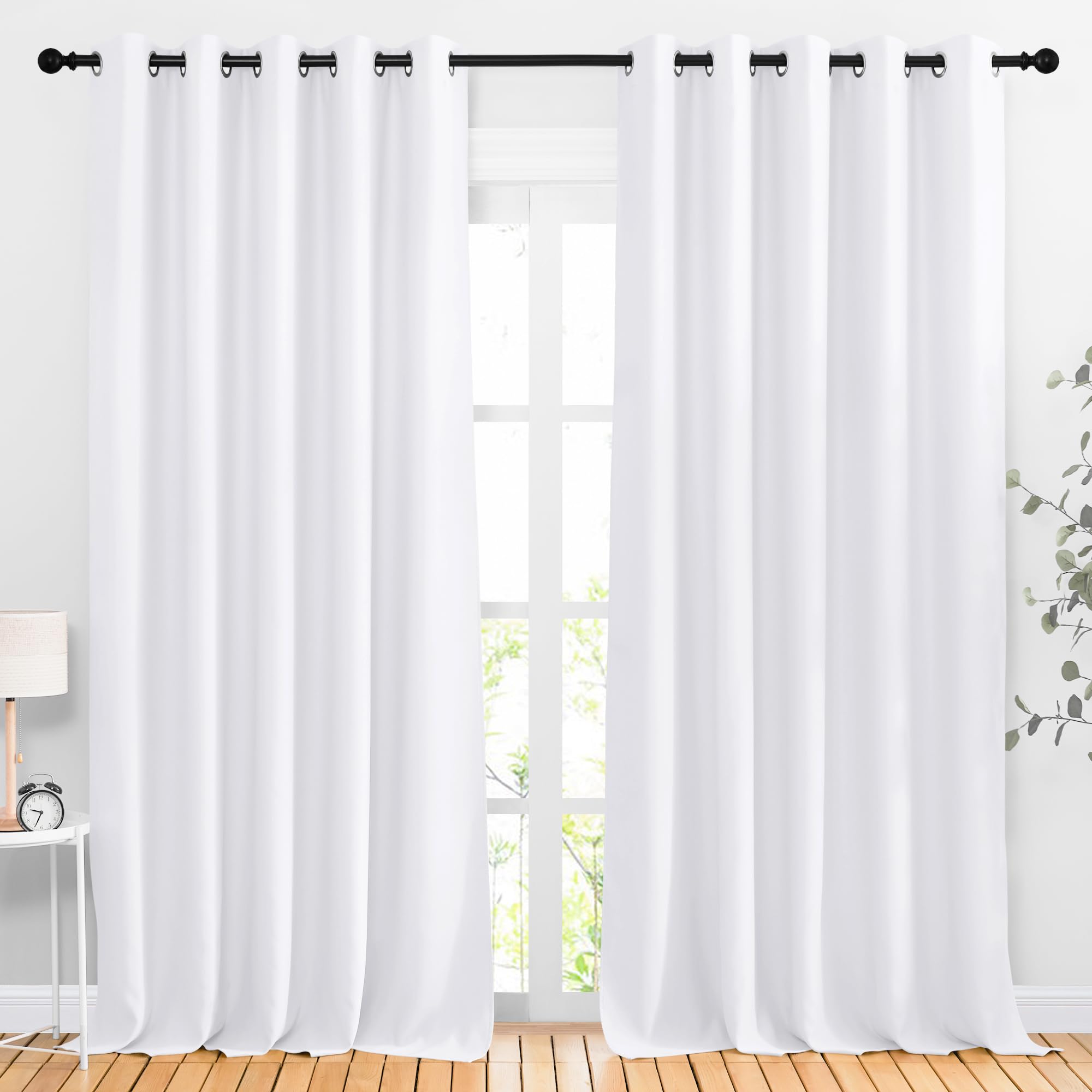 NICETOWN White Room Darkening Bedroom Curtains, Grommet 50% Blackout Thermal Insulated Window Treatment Room Divider Drapes for Bedroom, W66 x L102, 2 Panels