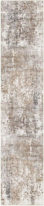 UERMEI 3X12 Washable Runner Rug for Hallway: Soft Neutral Modern Abstract Area Rug - Non-Slip Low Pile Long Throw Indoor Carpet for Kitchen Entryway Kitchen Bedroom Laundry Bathroom - Brown/Grey/Red