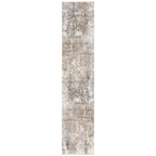 UERMEI 3x12 Washable Runner Rug for Hallway, Non Slip Low Pile Kitchen Carpet, Neutral Modern Abstract Indoor Floor Mat for Entryway Laundry, Kid & Pet Safe High Traffic Area, Brown/Grey/Red