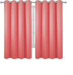 LEMOMO Coral Blackout Curtains 66 x 63 Inch Length/Set of 2 Curtain Panels/Thermal Insulated Room Darkening Blackout Curtains for Bedroom