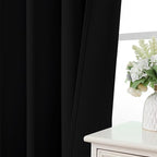 CUCRAF Black Blackout Curtains 45 inch Length 2 Panels Set, Rod Pocket Room Darkening Drapes for Bedroom Living Room, Insulated Thermal Light Blocking Window Curtain (W52 x L45 Inch)