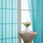 OVZME Sheer Turquoise Curtains 108 Inches Long 2 Panels Set, 59 Inch Extra Wide Lightweight Airy Turquoise Sheer Curtain for Living Room Bedroom, Filmy Voile Rod Pocket, 59Wx108L Inches