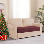 Water Resistant Sofa Seat Cushion Covers Removable Sofa Seat Covers for Dogs, Washable Elastic Loveseat Cushion Slipcovers for Kids and Pets, Christmas Decor (Medium, Wine)