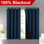 NICETOWN 100% Blackout Curtains with Black Liners, Thermal Insulated Full Blackout 2-Layer Lined Curtains, Energy Efficiency Window Draperies for Dining Room (Moroccan Blue, 2 Panels, 52" W by 45" L)