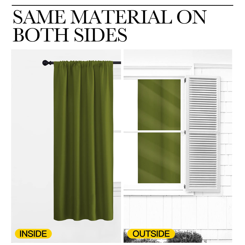 NICETOWN RV Blackout Curtains for Camper Windows, Olive, 34" x 36", Set of 2, Kitchen Curtains, Short Blackout Drapes, Thermal Insulated Rod Pocket Window Treatment Draperies for Nursery