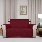 PureFit Reversible Quilted Sofa Cover, Water Resistant Slipcover Furniture Protector, Washable Couch Cover with Non Slip and Elastic Straps for Kids, Pets (Loveseat, Red/Ivory)