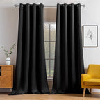 MIULEE Black Blackout Bedroom Curtains Drapes 96 Inch Long 52"x96"