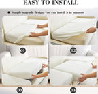 Sofa Covers Couch Covers for Sofa Pet Friendly Couch Cushion Covers Universal Sofa Covers Washable Stretch Slipcovers for Sectional Sofa (Texture Ivory White, 2 Seats + Chaise Cover)