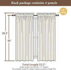 Chyhomenyc Cream Sheer Curtains 54 Inch Long 2 Panels, Short Voile Sheer Drapes for Dinning Small Windows Bathroom Living Room Bedroom, Rod Pocket, 42Wx54L Inches