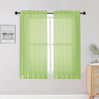 OWENIE Lime Sheer Curtains for Bedroom Living Room 54 Inch Length 2 Panels Set, Soft Solid Light Filtering Sheer Short Curtains for Small Window, 2 Pcs Total 84 Width 54 Long, Lime