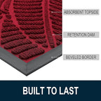 Colorxy Waterproof Doormat, Sturdy Natural Rubber Front Indoor Mat, Non Slip Low Profile Indoor Outdoor Door Mats, Stain and Fade Resistant Floor Mats, Easy Clean Patio Entry Mat, 71''x47'', Burgundy
