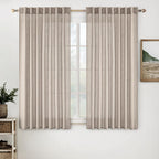MIULEE Natural Linen Curtains 52x54 Inch Length for Bedroom Living Room