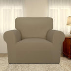 PureFit Super Stretch Chair Sofa Slipcover – Spandex Non Slip Soft Couch Sofa Cover, Washable Furniture Protector with Non Skid Foam and Elastic Bottom for Kids, Pets （Chair, Tan）