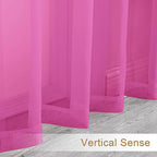 Chyhomenyc Extra Long Sheer Curtains 120 Inches Long 2 Panels Set, Light Filtering Voile Curtain Drapes for Floor to Ceiling Window Patio Sliding Door, 10FT, Hot Pink