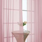 OWENIE Blush Sheer Curtain 90 Inches Long 2 Panels Set, Solid Filmy Drapes for Living Room Bedroom, Elegant Window Voile Sheer Curtain Panels Drapes, 2 Pcs, Each 59" Wx90 L Inch