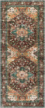 Yamaziot Washable Runner Rug, 2x5 Non-Slip Boho Vintage Hallway Rug Runner with Rubber Backing, Stain Resistant Distressed Carpet Runner for Bedroom, Kitchen, Laundry, Entrance