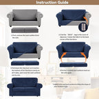 WEERRW Velvet Couch Covers for 2 Cushion Couch Sofa - High Stretch Luxury Velvet Plush 3 Pieces Sofa Slipcovers with Elastic Bottom, Furniture Protector for Pets, Machine Washable, Navy Blue, Medium