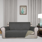 PureFit Reversible Quilted Sofa Cover, Water Resistant Slipcover Furniture Protector, Washable Couch Cover with Non Slip and Elastic Straps for Kids, Dogs, Pets (Oversized Loveseat, Dark Gray/Beige)