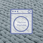 Bigacogo Chunky Knit Throw Blanket for Couch, 40x80 inches, 100% Hand Knitted with Thick Jumbo Chenille Yarn, Cozy Soft Large Rope Knot Cable Crochet Blankets for Sofa Bed Living Room, Dusty Blue