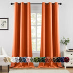MIULEE Orange Blackout Curtains for Bedroom Living Room 90 Inches Long 2 Panels, Thermal Insulated Room Darkening Fall Drapes Solid Grommet Noise Reduction Light Blocking Window Treatments 40x90 Inch