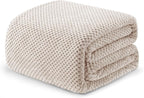 Exclusivo Mezcla Fleece Throw Blanket Extra Large, Super Soft and Warm Blankets for Couch, Sofa and Bed Waffle Textured, Cozy, Fuzzy and Lightweight (Tan, 50x70 Inches)