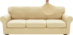 XINEAGE 2026 New 4 Pieces Extra Large Couch Covers for 3 Cushion Sofa Super Stretch Sofa Cover for 3 Large Seat Cushion Universal Fitted Slip Cover for Living Room (Beige), 91"-110"(3 Cushions)