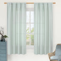 LAMIT Light Filtering Linen Curtains 63 Inch Length for Bedroom, Light Blue