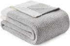 Snuggle Sac Oversized Grey Throw Blankets Twin Size,Super Soft Warm Blankets Cozy Knit Fuzzy Throw Blankets for Sofa, Bed, Heather Grey, 60x80 inches